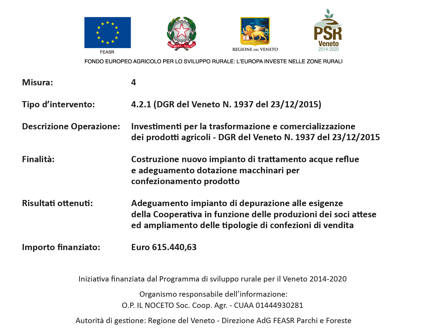 Iniziativa finanziaria dal Programma di Sviluppo rurale per il Veneto 2014-2020